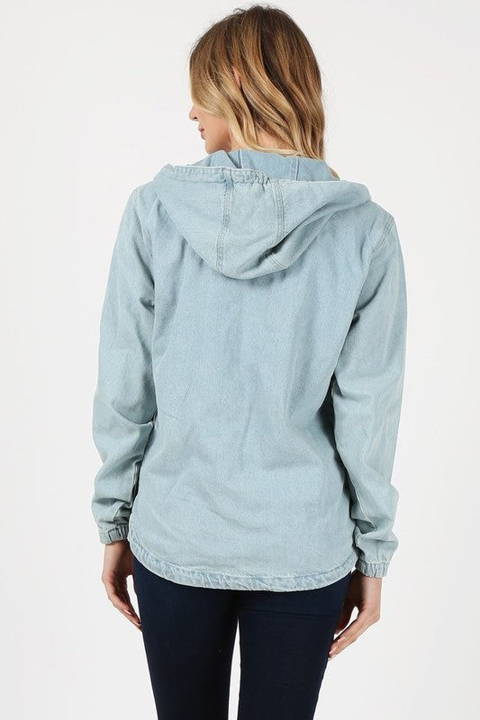 Denim Quarter Zip Hoodie