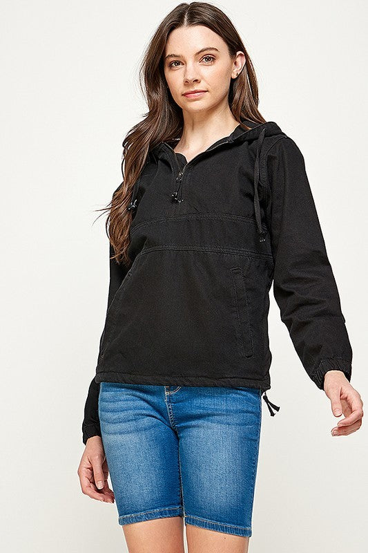 Denim Quarter Zip Hoodie