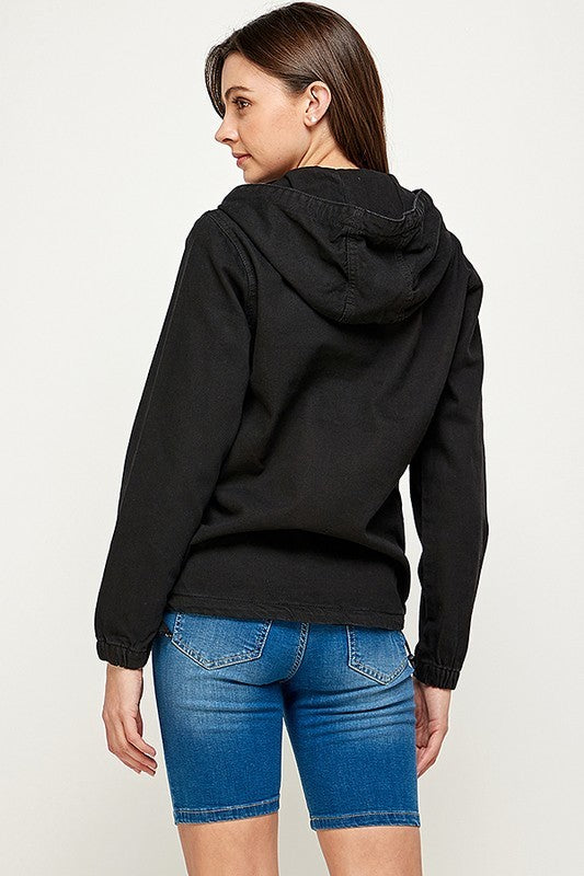 Denim Quarter Zip Hoodie