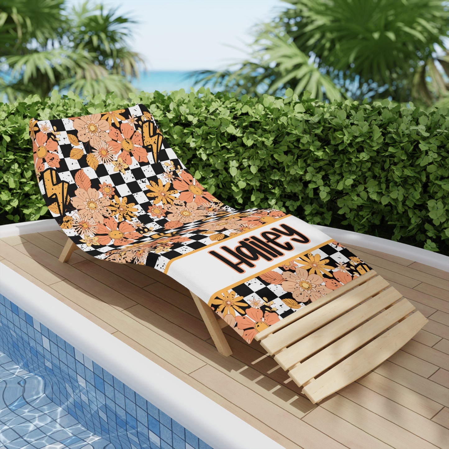 Personalized Retro Groovy Beach Towel