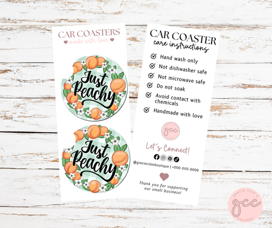 Just Peachy Car Coaster Set