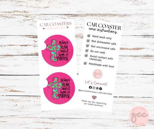 He Has A Plan And I Have A Purpose Car Coaster Set