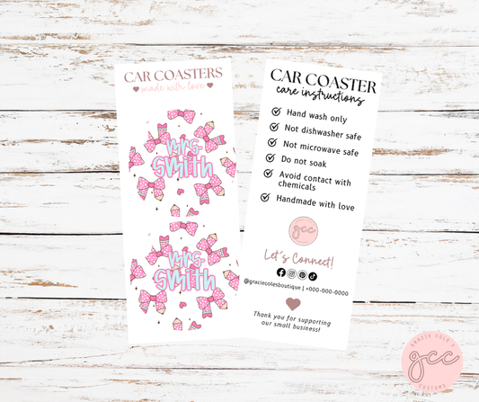 Custom Teacher Car Coaster Set