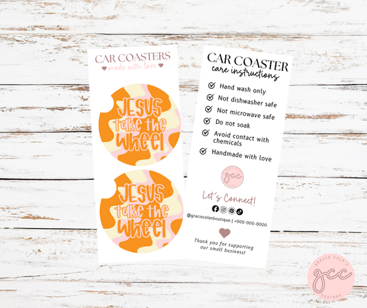 Jesus Take The Wheel Car Coaster Set