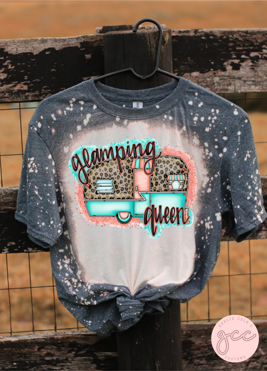 Glamping Queen Bleached Tshirt