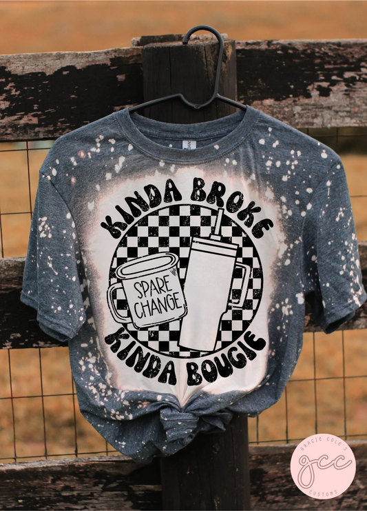 Kinda Broke Kinda Bougie Bleached T-Shirt