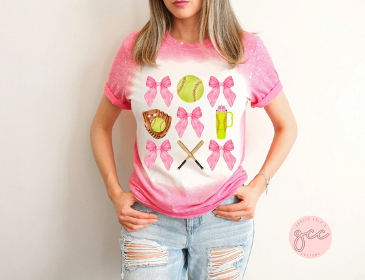 Softball Coquette Bleached Shirt