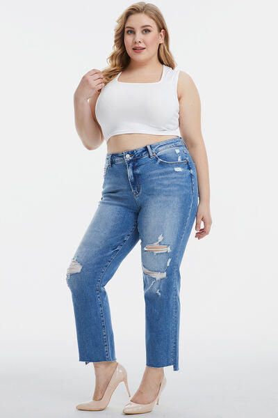 BAYEAS Mid Rise Distressed Straight Jeans