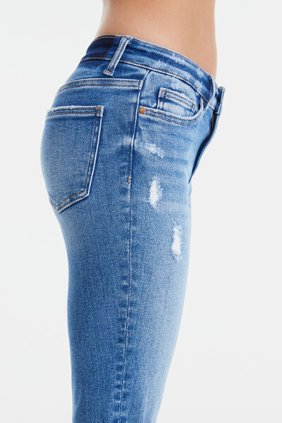 BAYEAS Mid Rise Distressed Straight Jeans