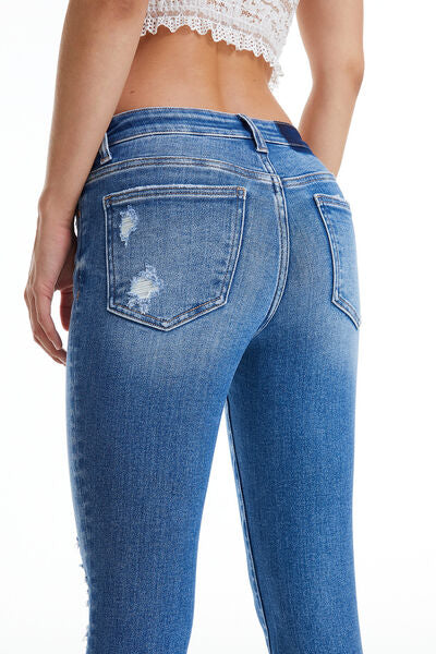 BAYEAS Mid Rise Distressed Straight Jeans