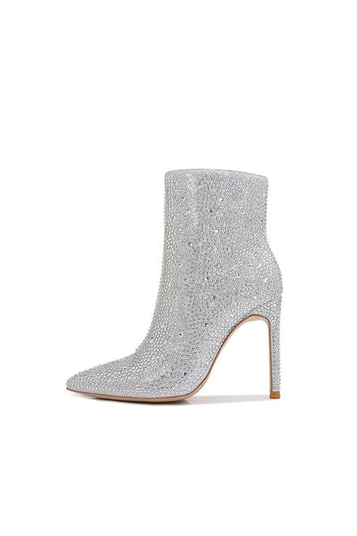 Silver Rhinestone Stiletto Boots