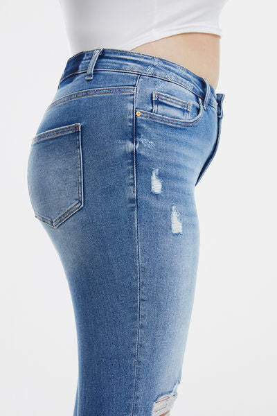 BAYEAS Mid Rise Distressed Straight Jeans