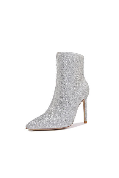 Silver Rhinestone Stiletto Boots