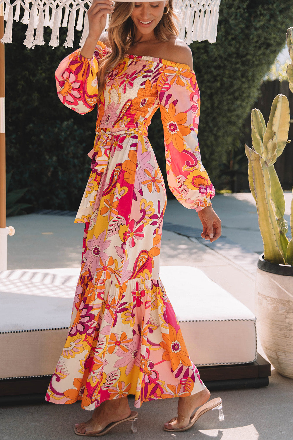 Paisley Off-Shoulder Maxi Dress