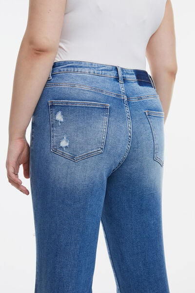 BAYEAS Mid Rise Distressed Straight Jeans