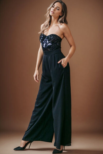 Sequin Strapless Jumpsuit