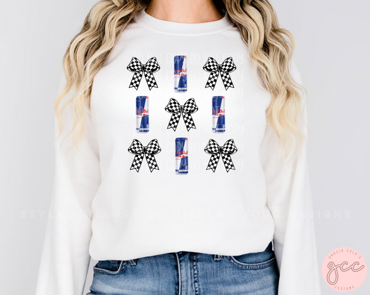 Red Bull + Checkered Bow Coquette Sweatshirt