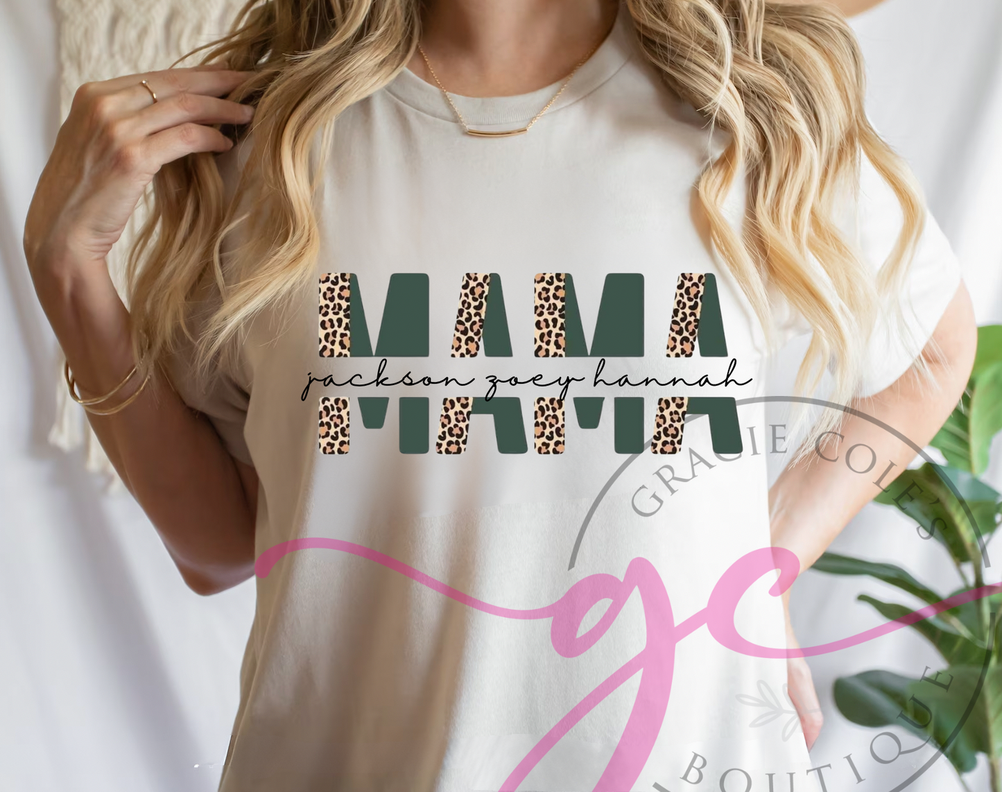 Personalized Green Cheetah Mama Shirt