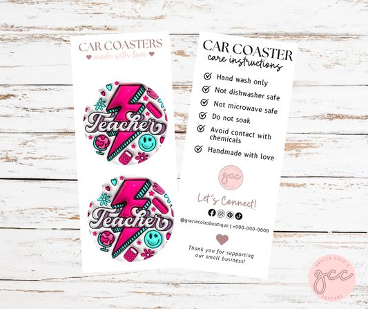 Teacher Car Coaster Set