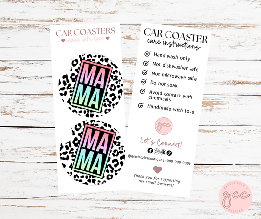 Mama Ceramic Car Coaster Set