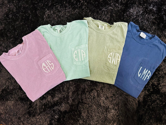 Monogrammed Comfort Color Pocket T-Shirt