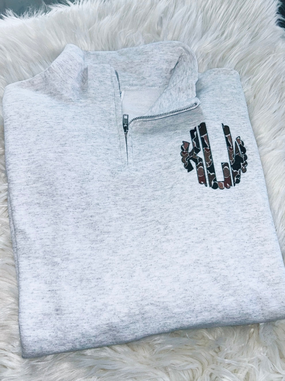 Camo Monogram Quarter Zip Sweatshirt