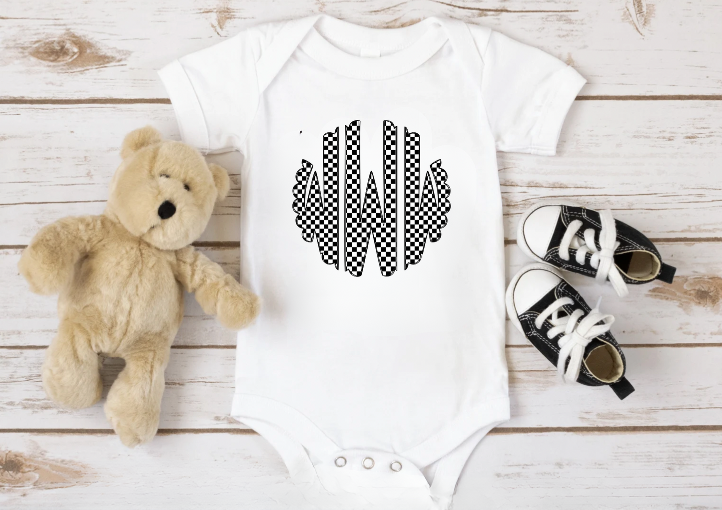 Checkered Monogram Onesie