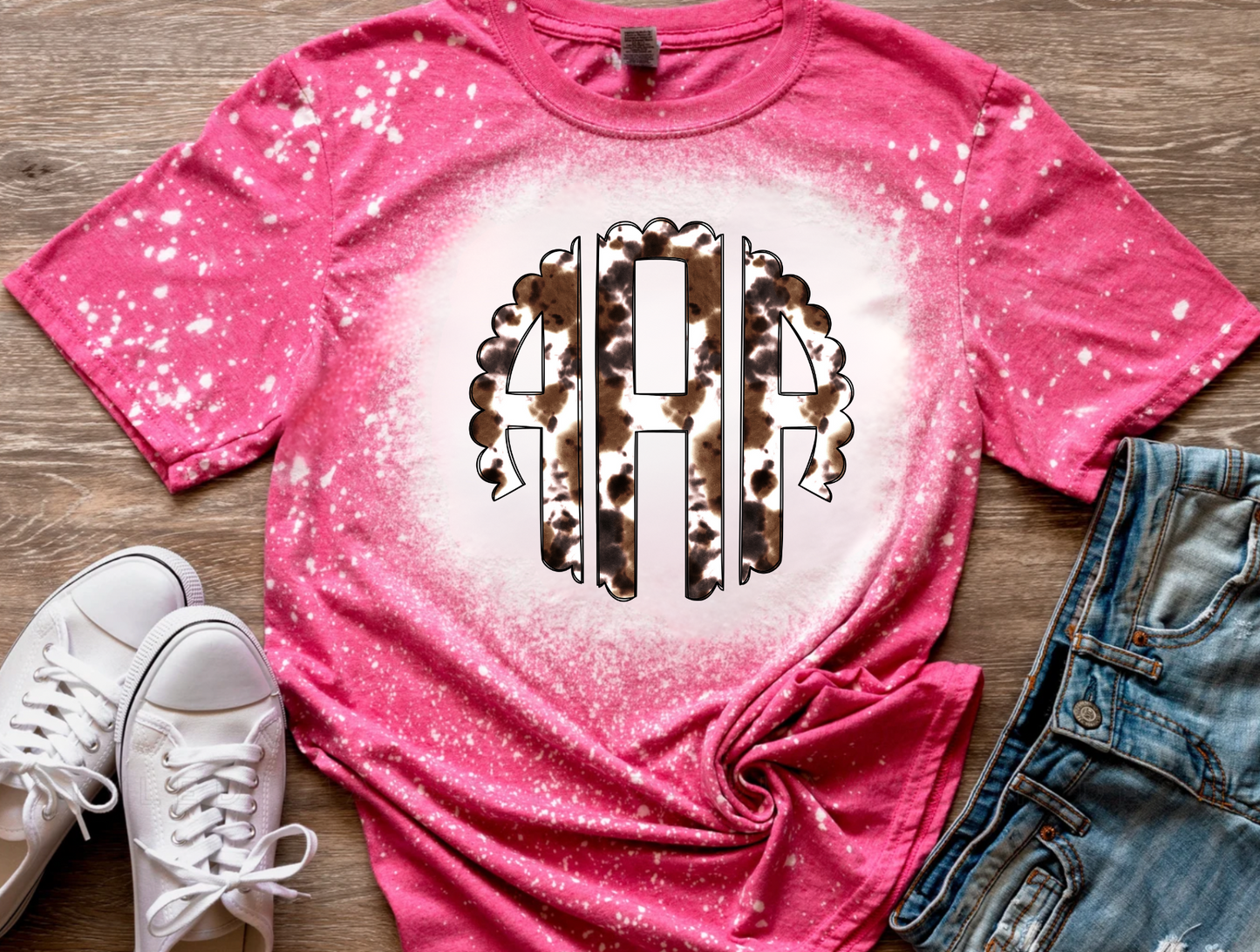 Cow Print Monogram Bleached Tee