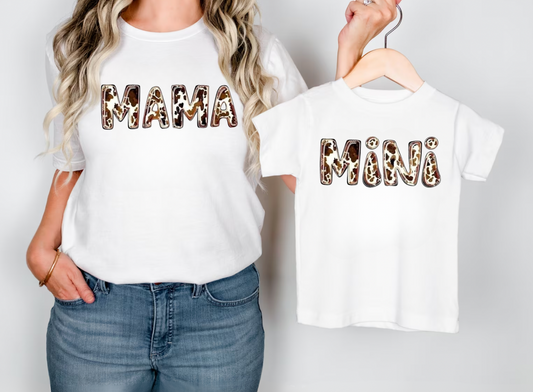 Mama + Mini Cow Print T-Shirt's