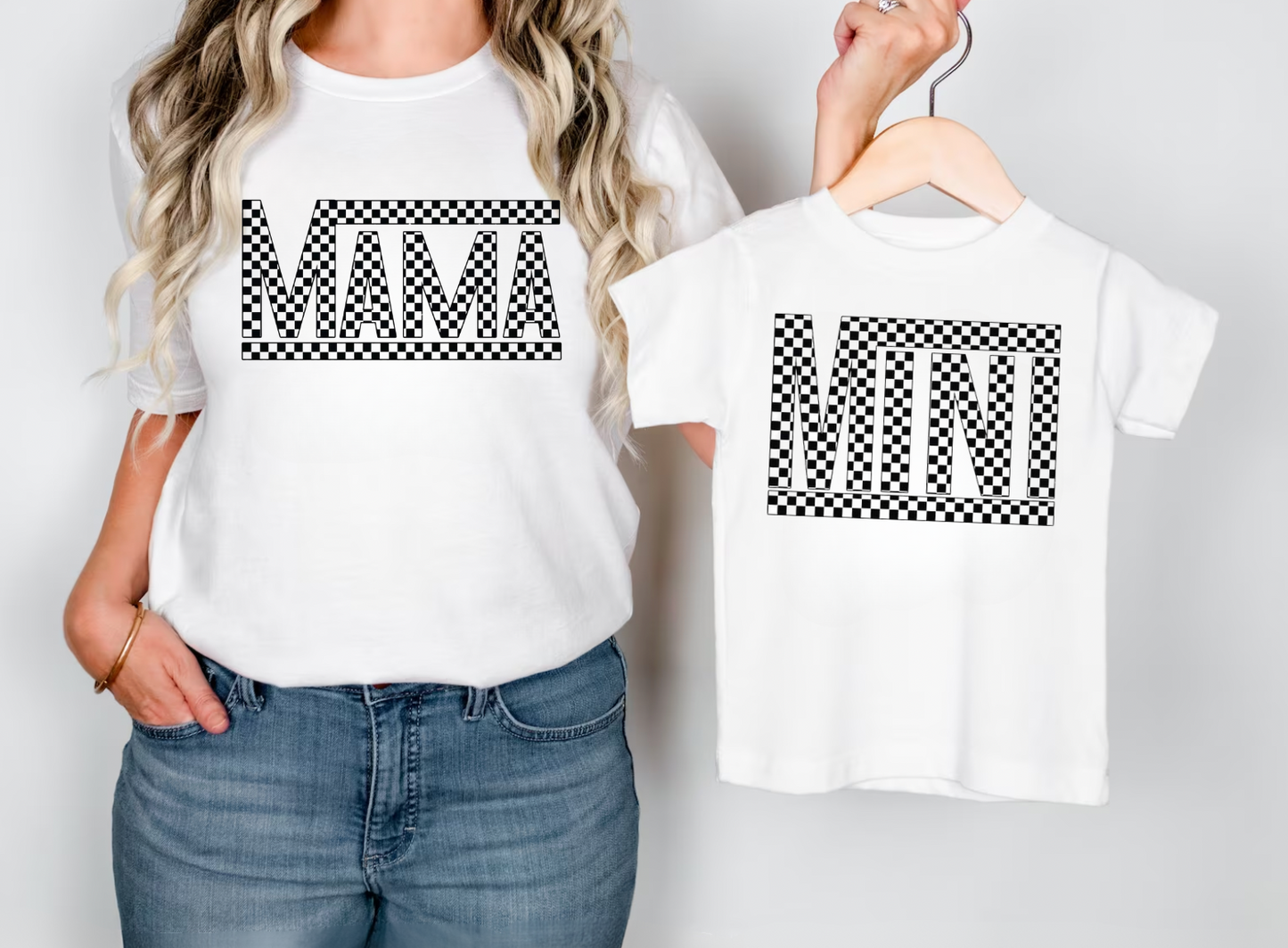 Mama + Mini Checkered T-Shirt's