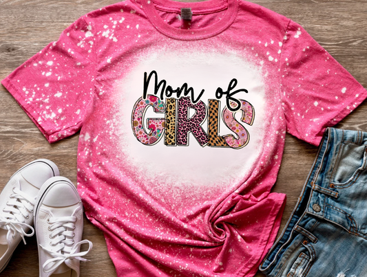 Mom Of Girls Bleached Tee