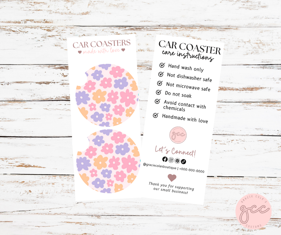 Floral Car Coaster Set