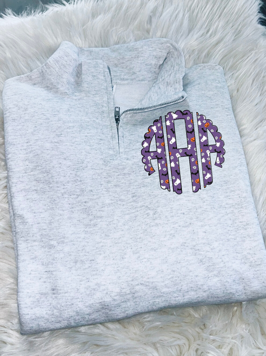 Halloween Monogram Quarter Zip Sweatshirt