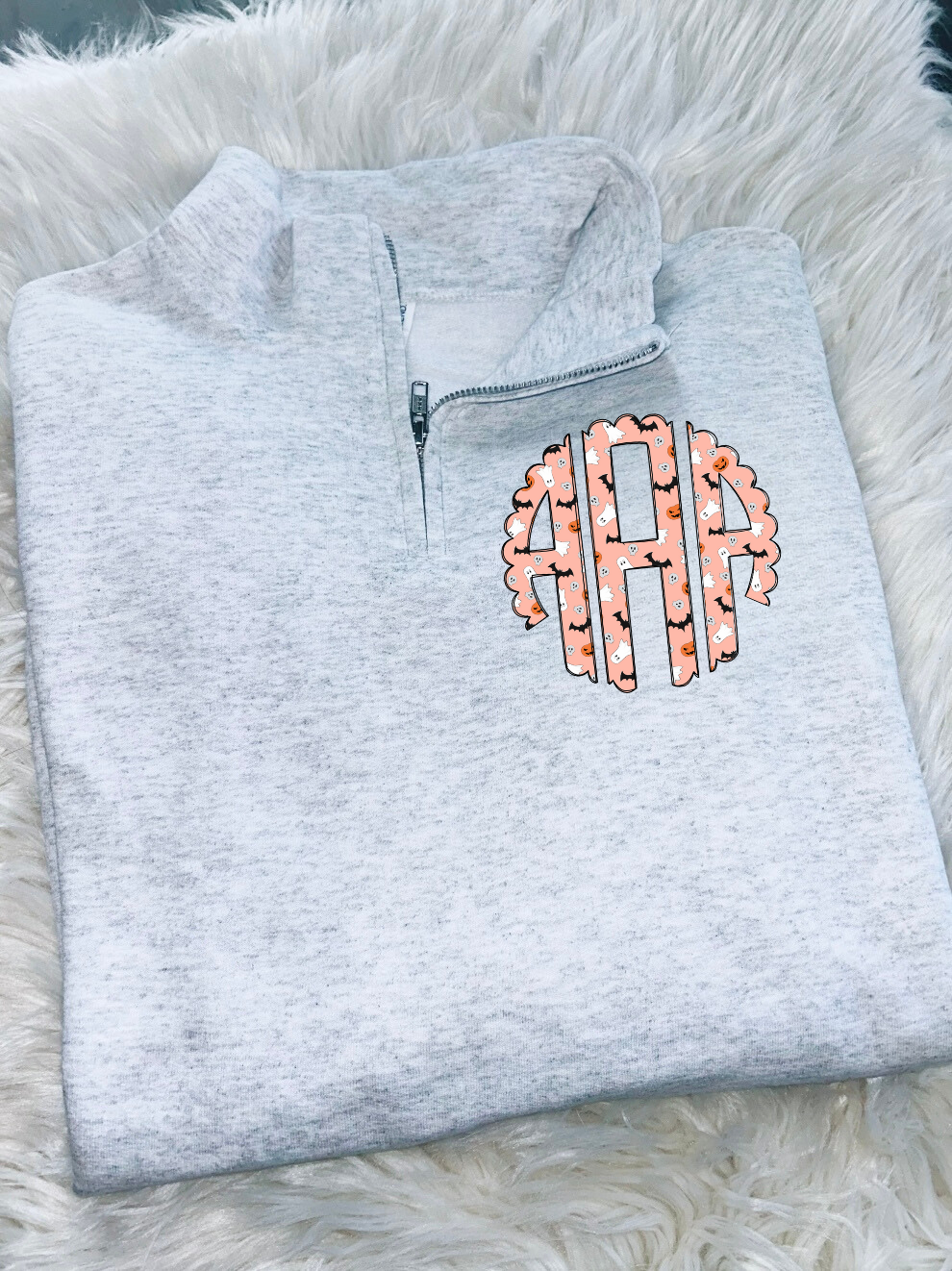 Halloween Monogram Quarter Zip Sweatshirt