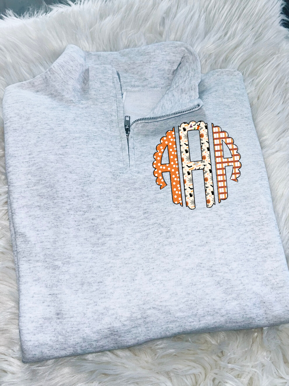 Halloween Monogram Quarter Zip Sweatshirt