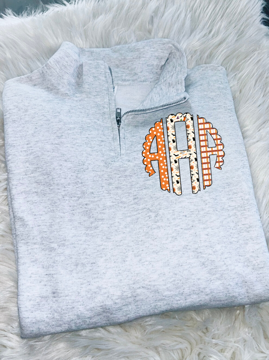 Halloween Monogram Quarter Zip Sweatshirt