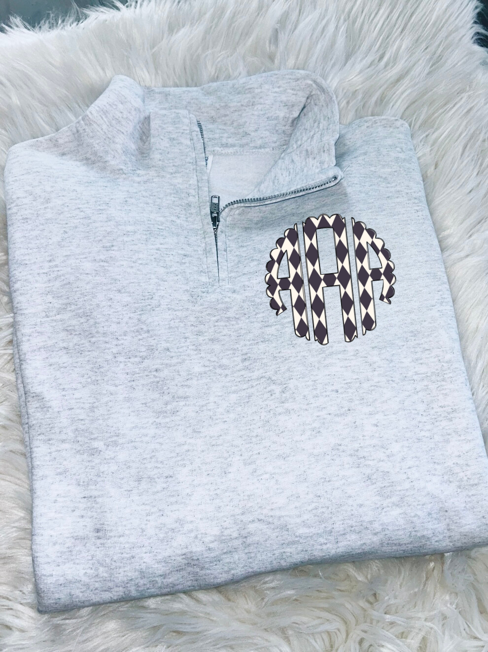 Checkered Diamond Quarter Zip Sweatshirt