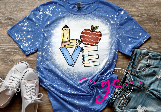 Teacher Love Bleached Tee