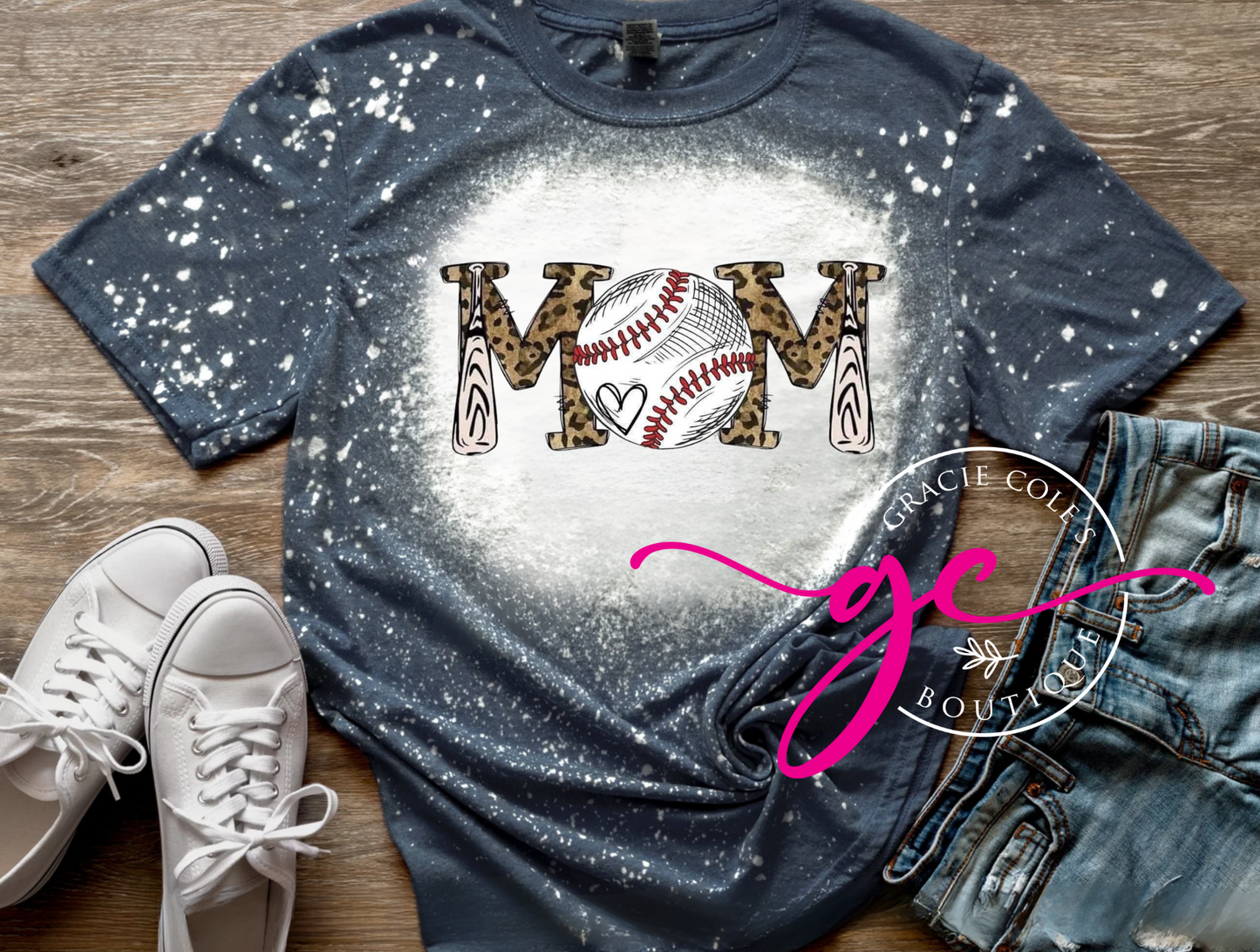 Baseball Mom Bleached Tee