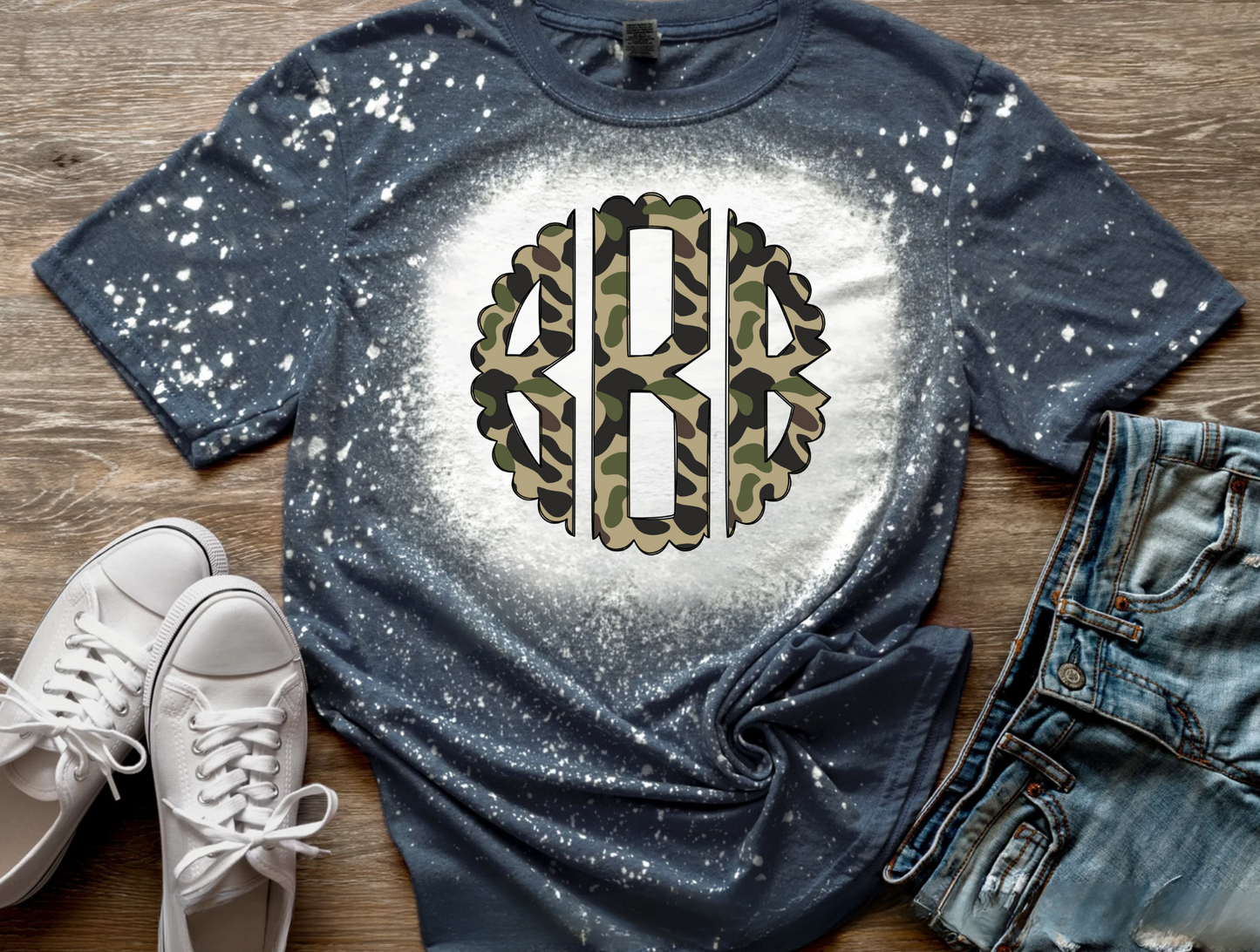 Camo Monogram Bleached Tee