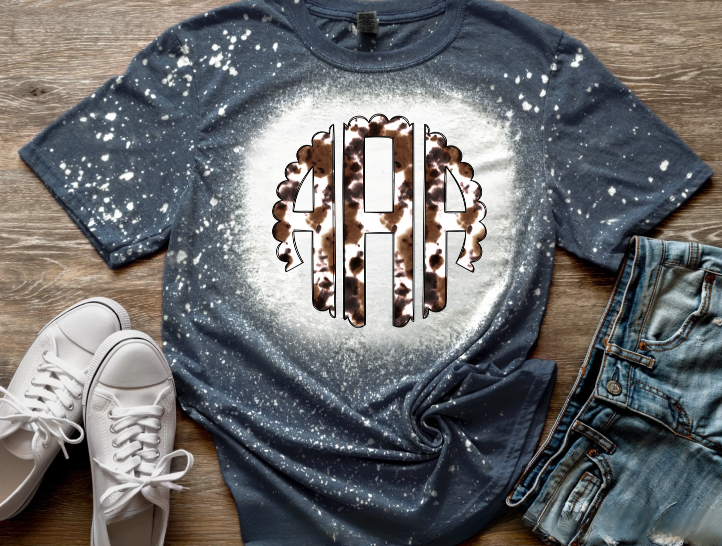 Cow Print Monogram Bleached Tee