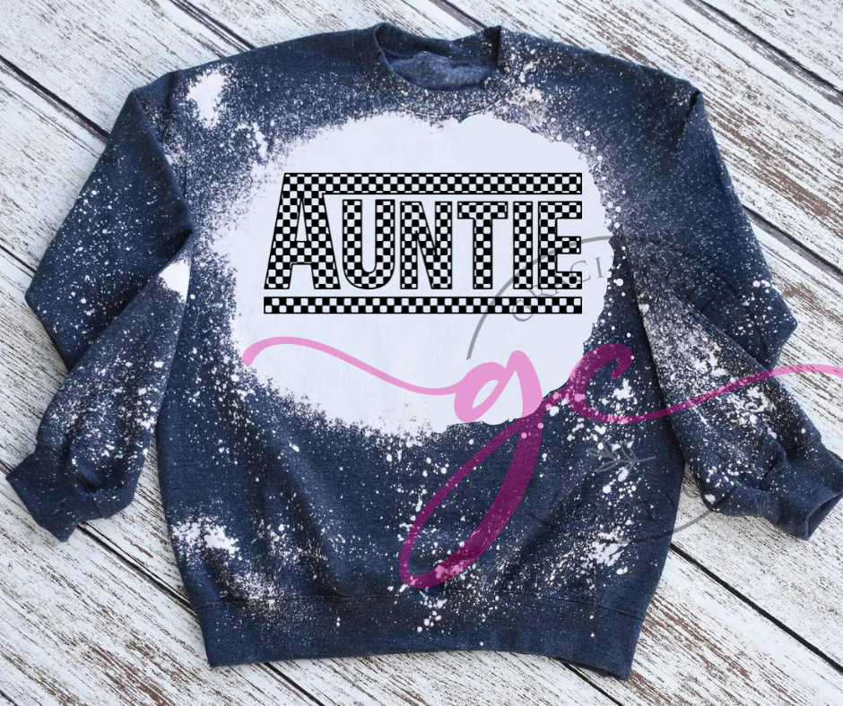 Checkered Auntie Bleached Sweatshirt