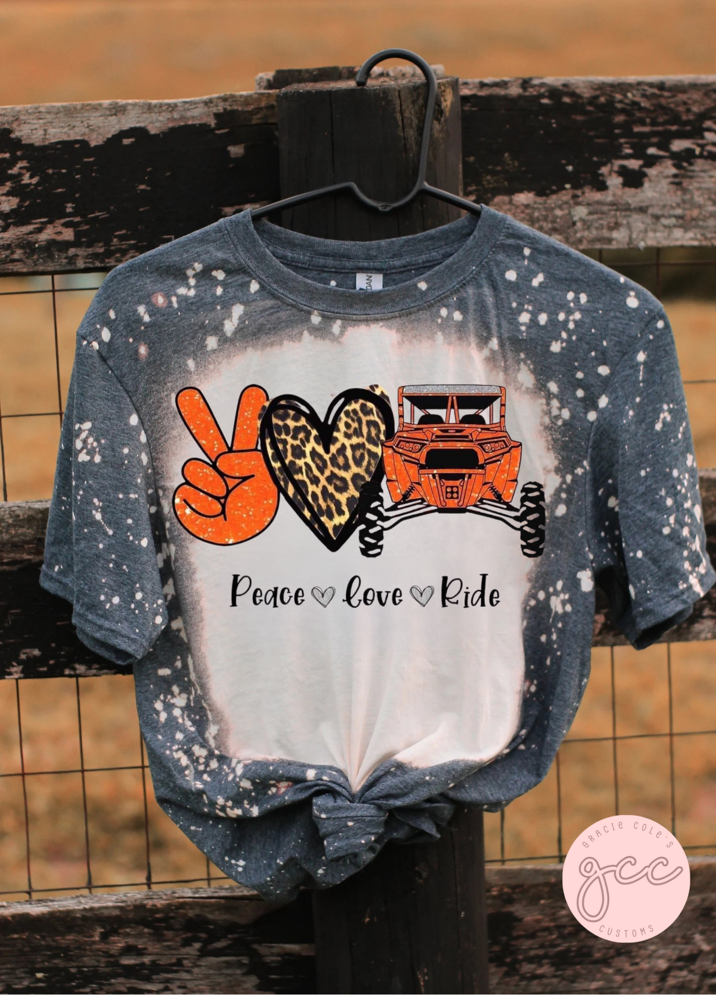 Peace Love Ride Bleached Shirt