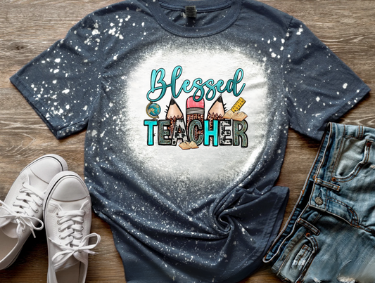 Blessed Teacher Bleached Tee