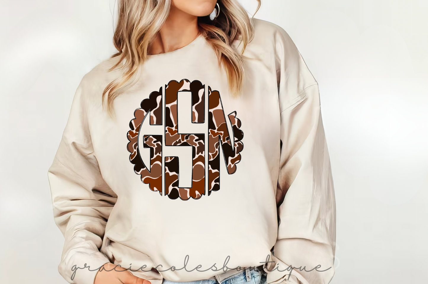 Camo Monogram Crew Sweatshirt