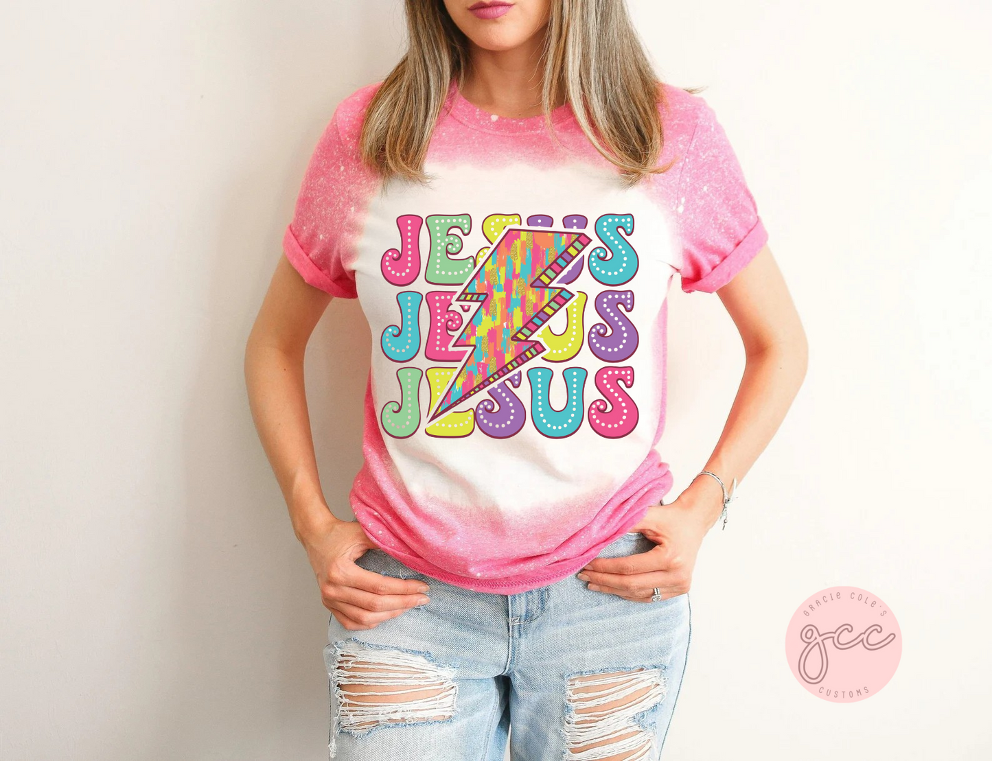 Jesus Graphic Bleached Shirt
