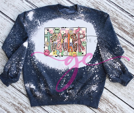 Teacher Bleached Sweatshirt