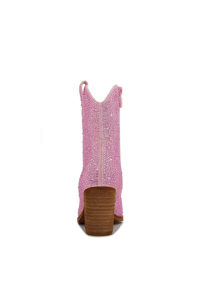 Pink Rhinestone Ankle Booties